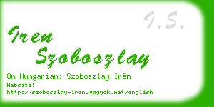 iren szoboszlay business card